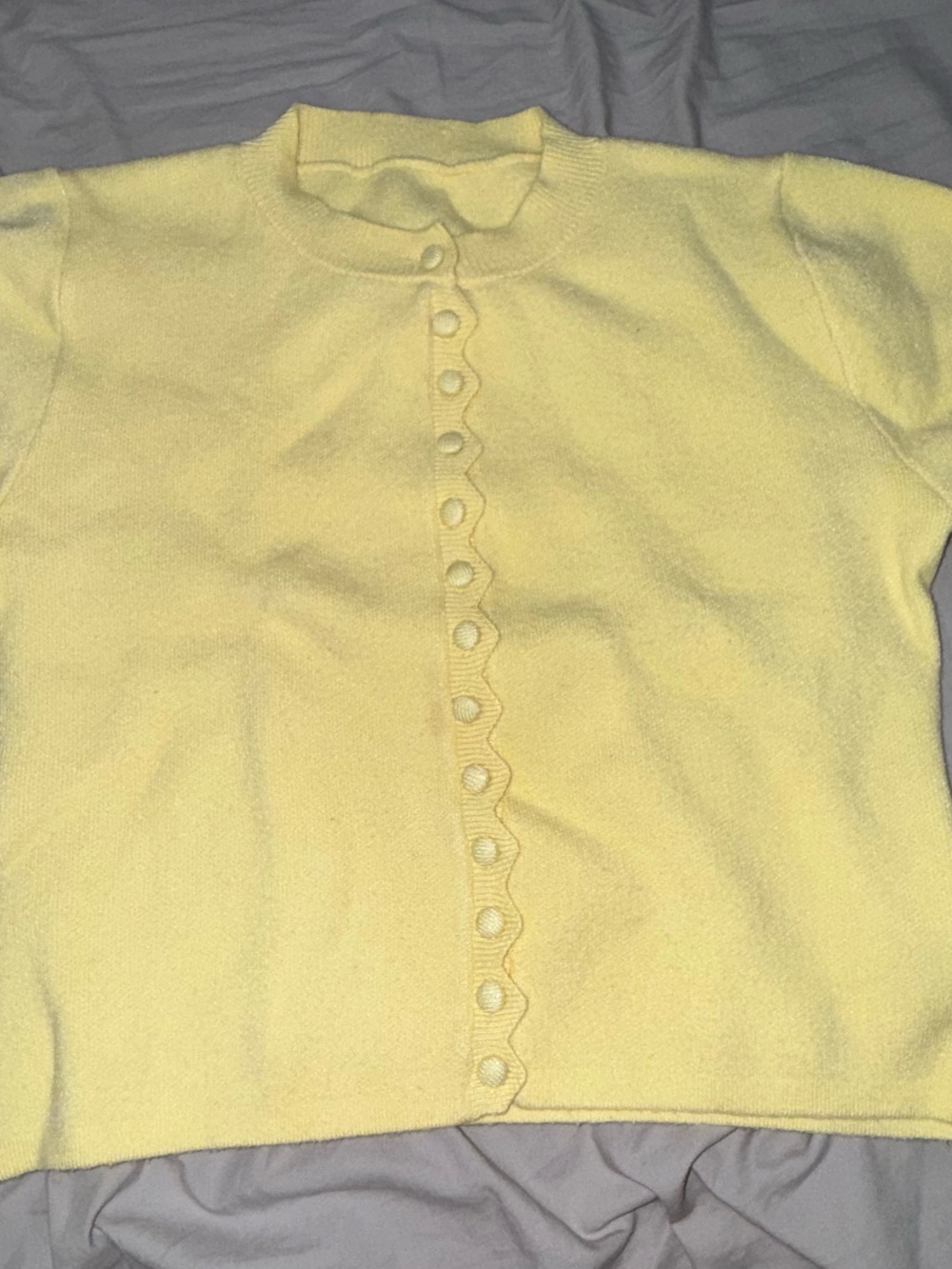 SHEIN Pale Yellow Button-Front Short Sleeve Cardigan